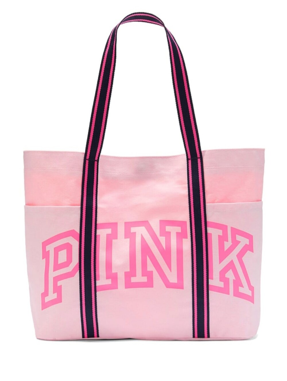 NWT VS Pink Logo Stripe Canvas Tote Bag